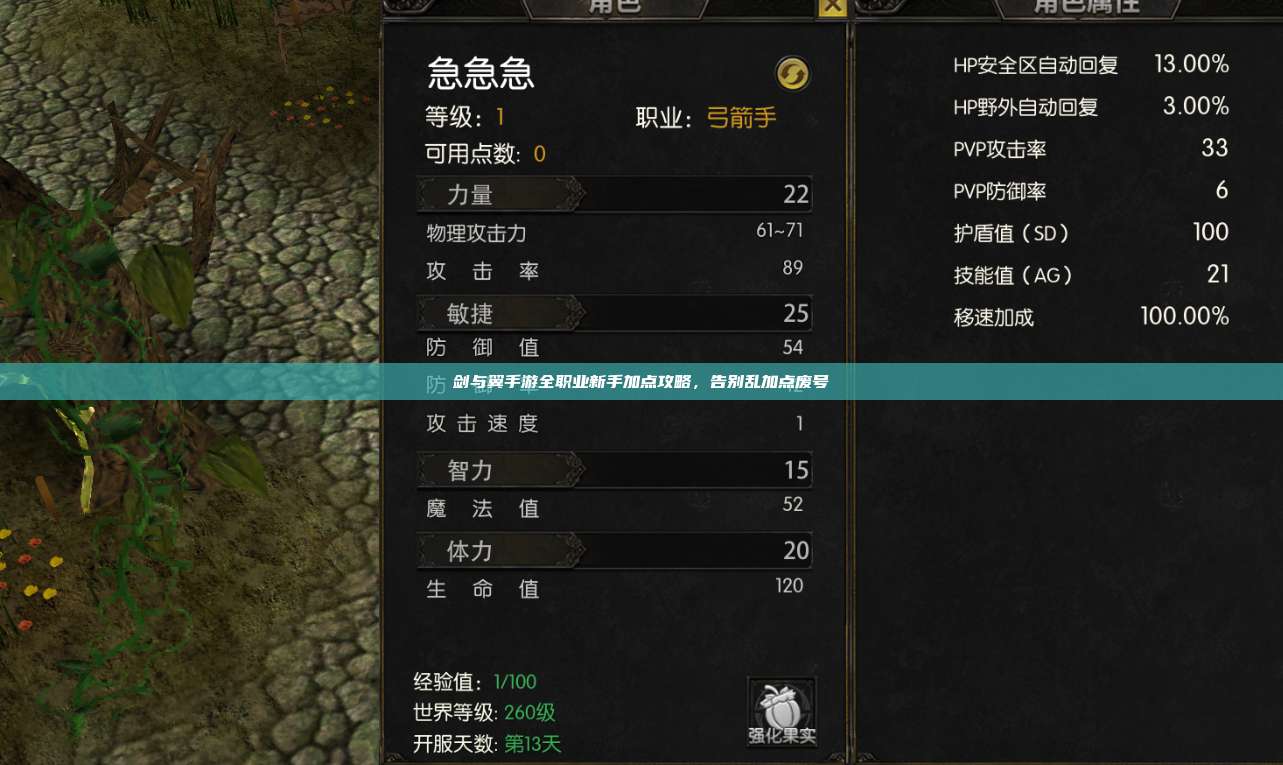 剑与翼手游全职业新手加点攻略,告别乱加点废号